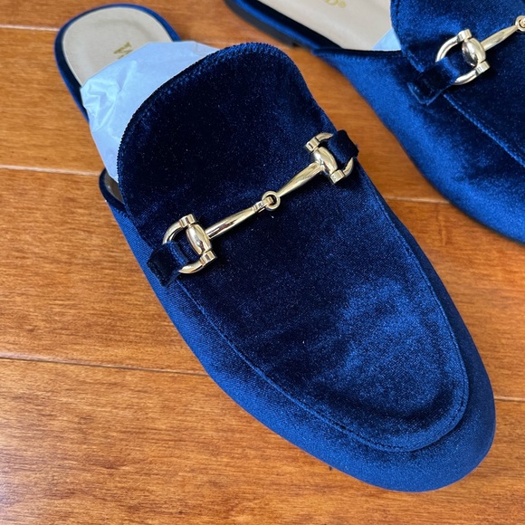 NWT Slip On Wanted Frankie Women's Navy Mule Flats Loafers All Sizes - Picture 4 of 8